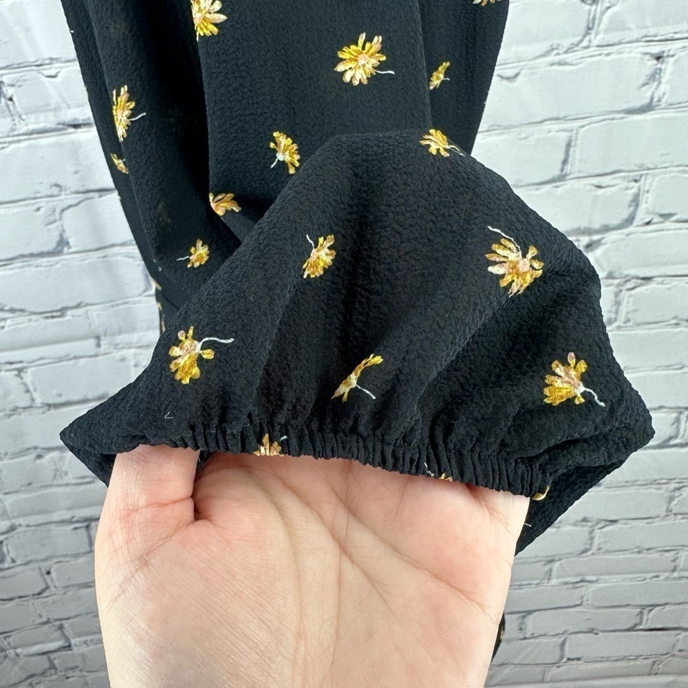 Madewell Tie-Waist Mini Dress in French Daisies Black Womens XS Floral Prairie - Picture 9 of 14